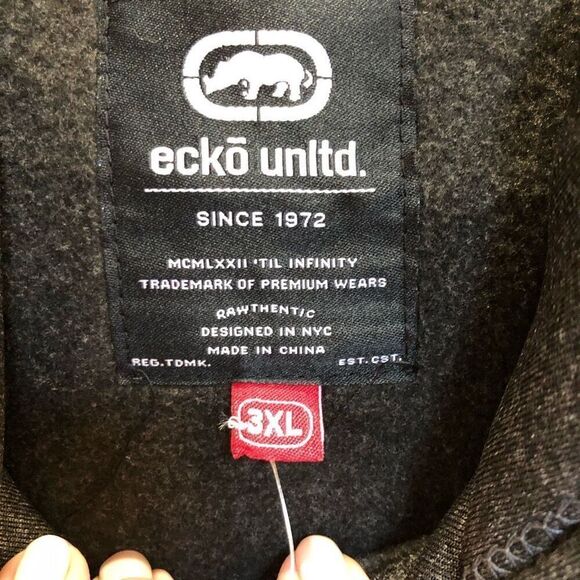 ECKO UNTLD - NWT - M Sz 3X - Small Tilt Fleece-Lined Hoodie in Charcoal & Black - Picture 7 of 16